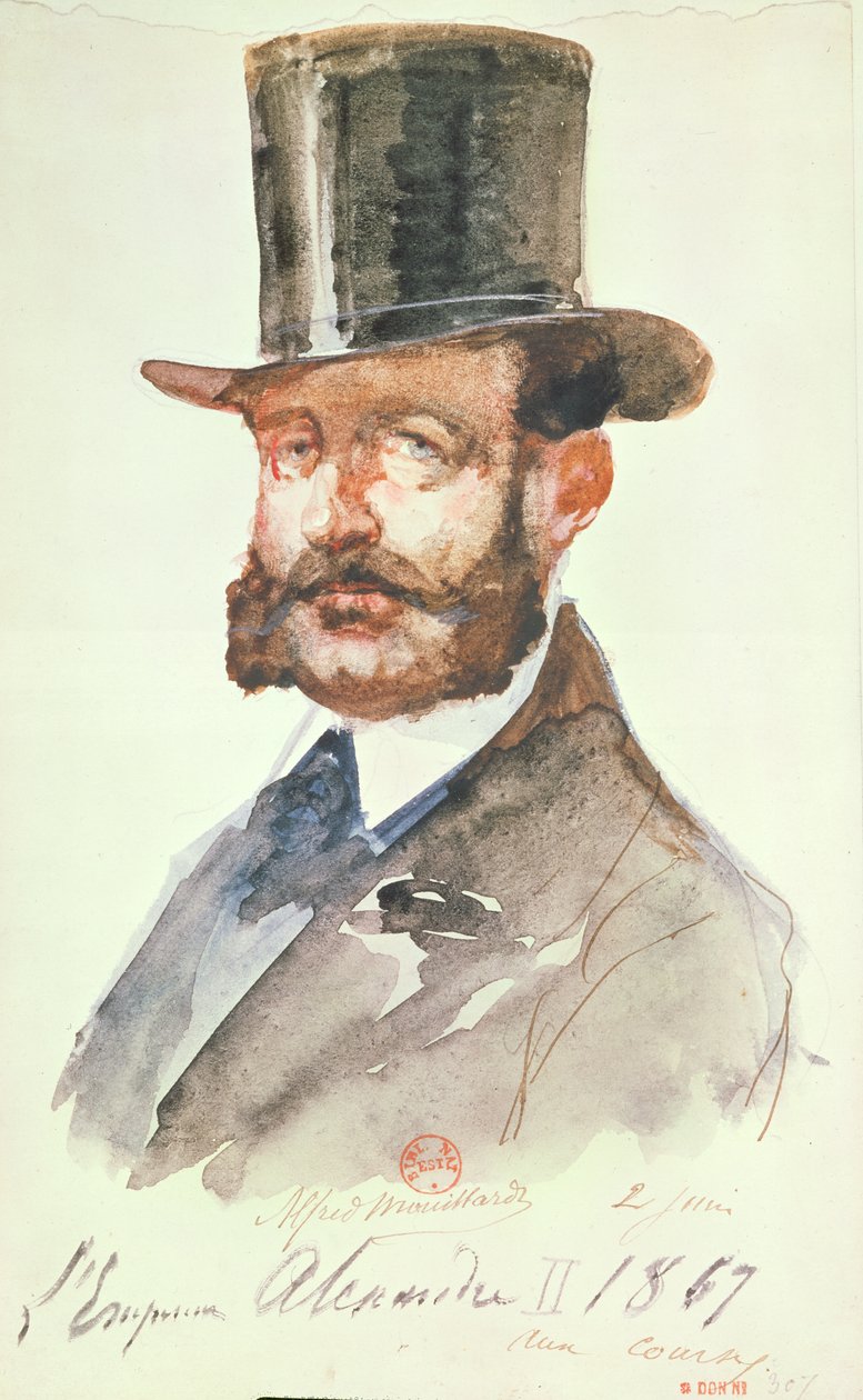 Kaiser Alexander II. (1818-81) bei den Rennen, 2. Juni 1867 von Alfred Mouillard