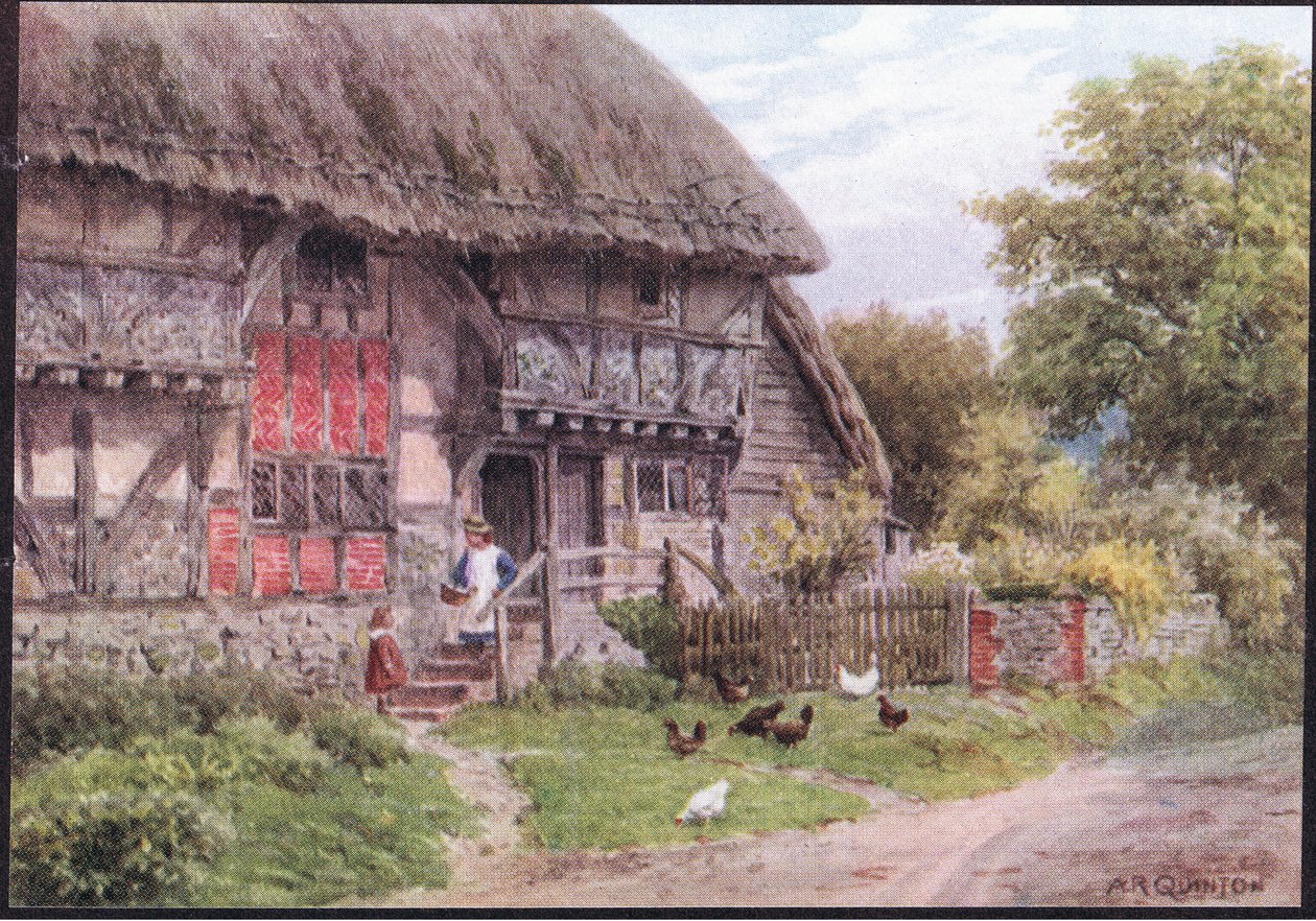 Altes Cottage, Bignor, Sussex, aus The Cottages and the Village Life of Rural England, veröffentlicht von Dent & Sons Limited, 1912 von Alfred Robert Quinton