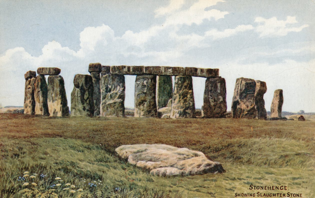 Stonehenge, zeigt den Schlachtstein von Alfred Robert Quinton