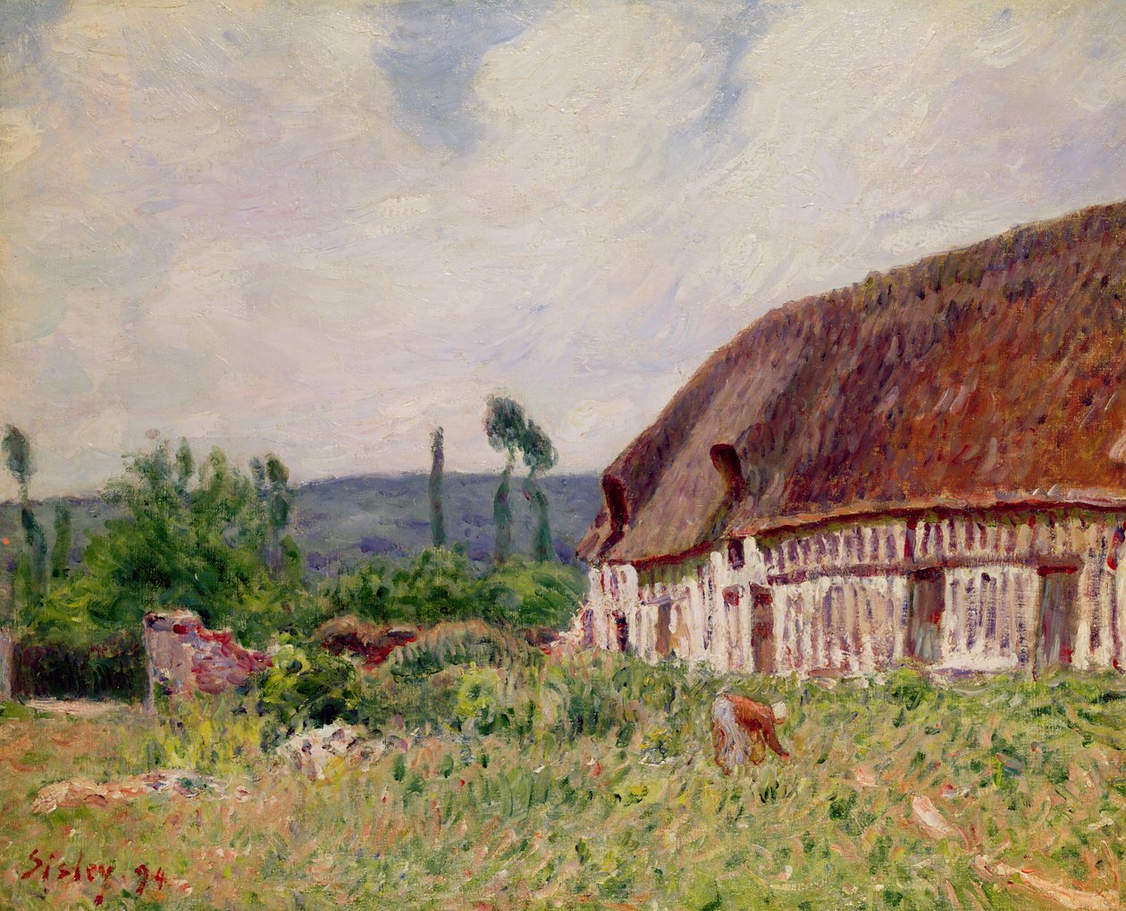 Reetdachhaus in der Normandie, 1894 von Alfred Sisley