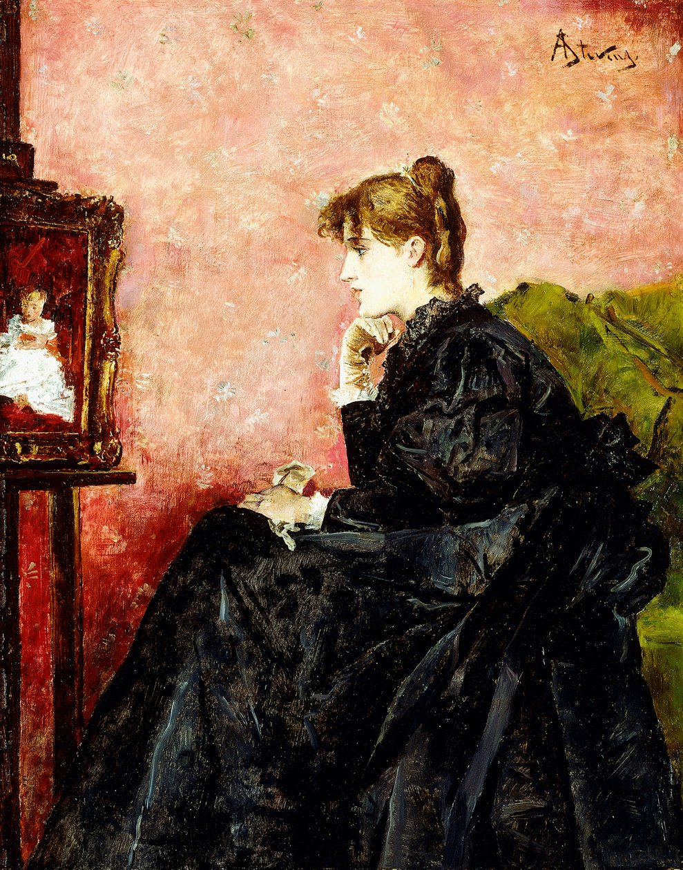 Dame in Schwarz von Alfred Emile Stevens