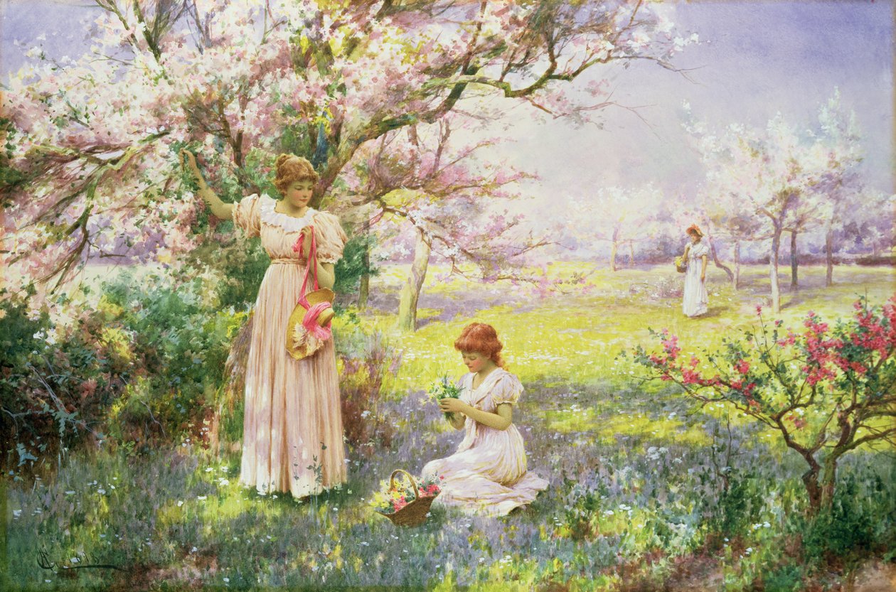 Frühling: Blumen pflücken, 1898 von Alfred Glendening