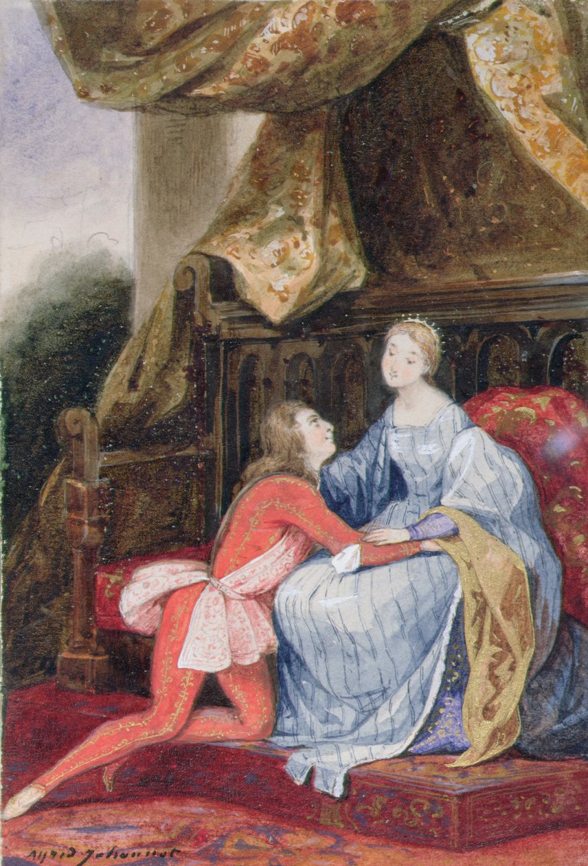 Höfische Liebe, ca. 1830 von Alfred Johannot