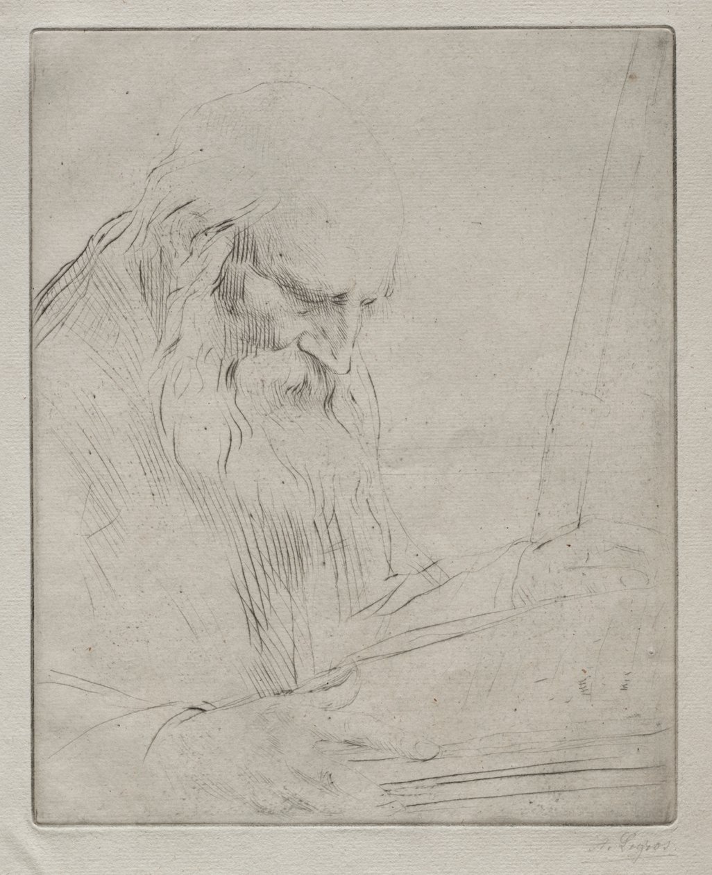 Studie eines lesenden Mannes von Alphonse Legros