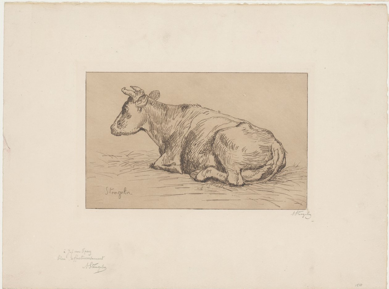 Liegende Kuh von Alphonse Stengelin (signed by artist)