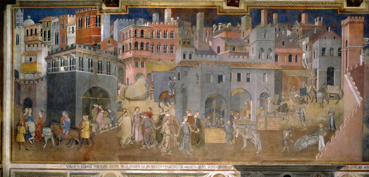Die Auswirkungen guter Regierung in Städten von Ambrogio Lorenzetti