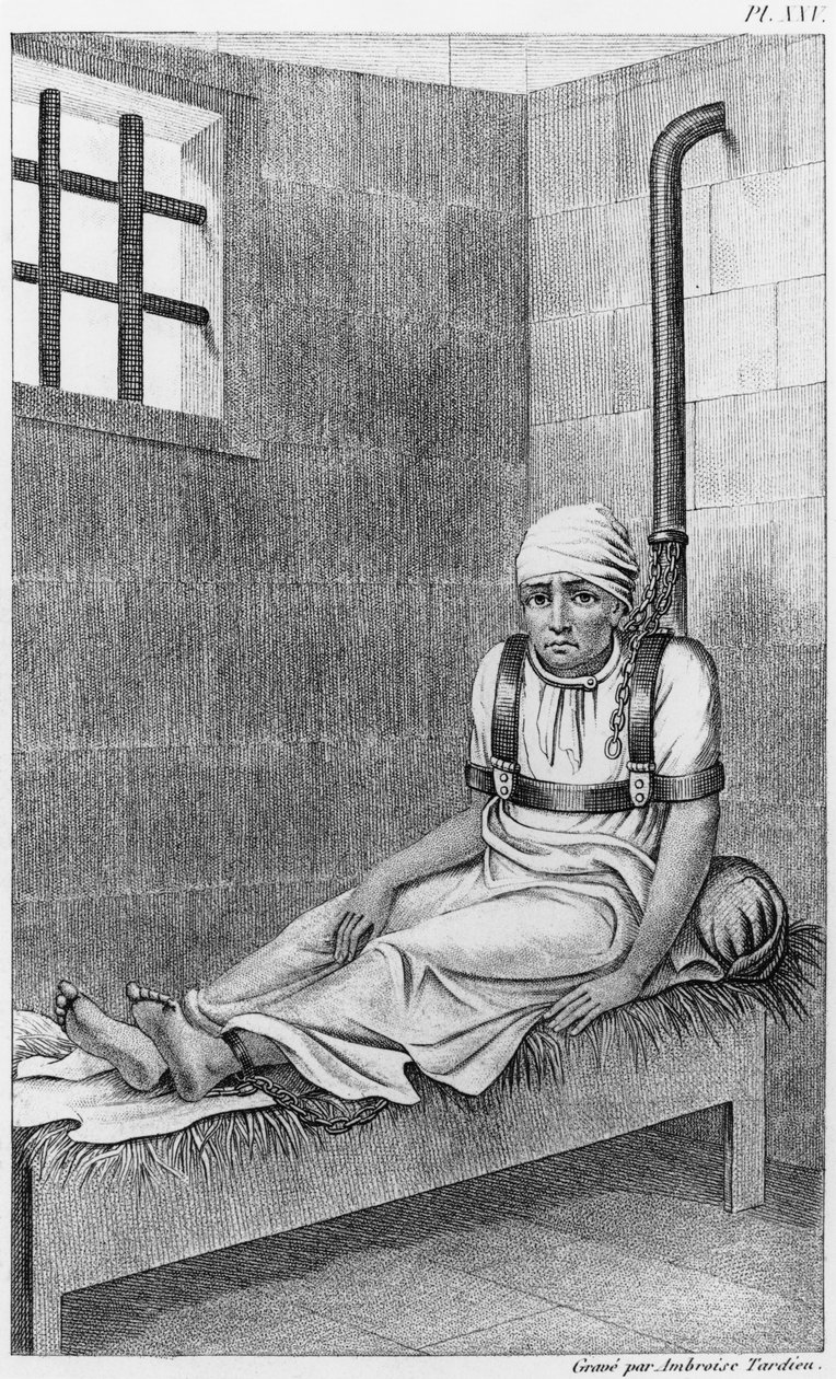 Gefesselte Wahnsinnige in Bedlam, Illustration aus 