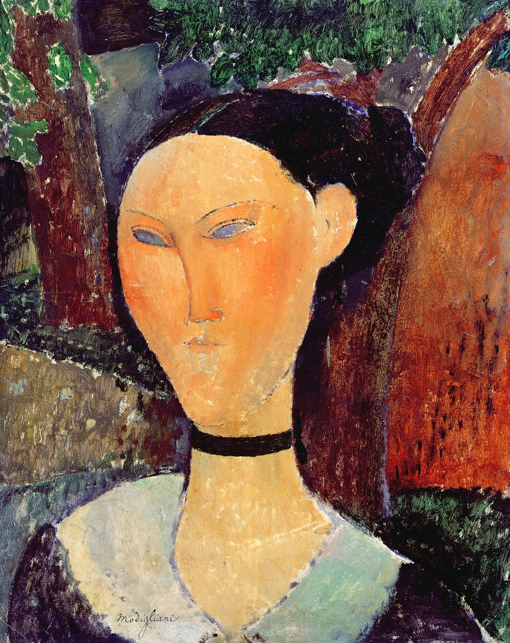 Frau mit Samthalsband, ca. 1915 von Amedeo Modigliani