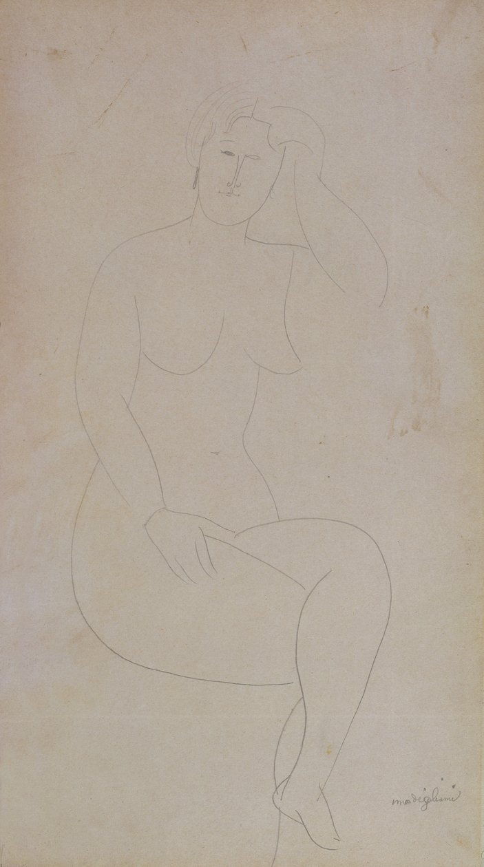 Nacktes stehendes Mädchen (Beine gekreuzt) von Amedeo Modigliani