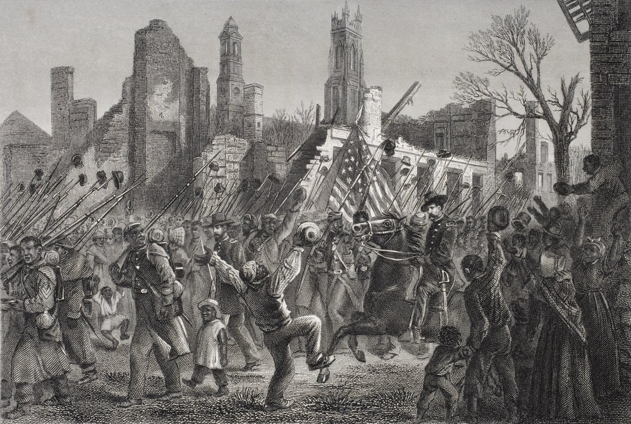Einzug des 55. Massachusetts Colored Regiment in Charleston, West Virginia, 21. Februar 1865 von American School