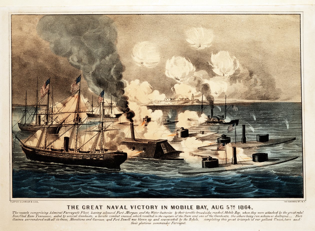 Großer Seesieg in der Mobile Bay, 5. August 1864, veröffentlicht 1864, Currier & Ives von American School
