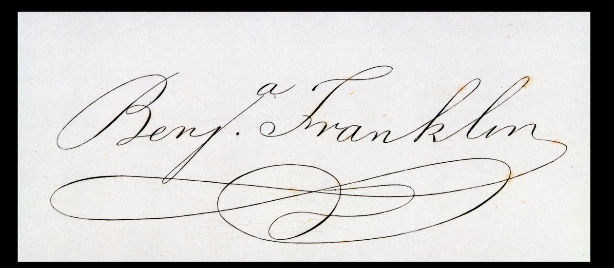 Unterschrift von Benjamin Franklin von American School