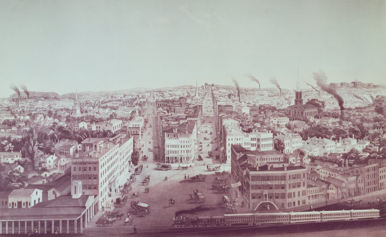 Ansicht der Stadt Utica, Bundesstaat New York, graviert von D.W. Moody, veröffentlicht von F. Michelin, um 1850 von American School