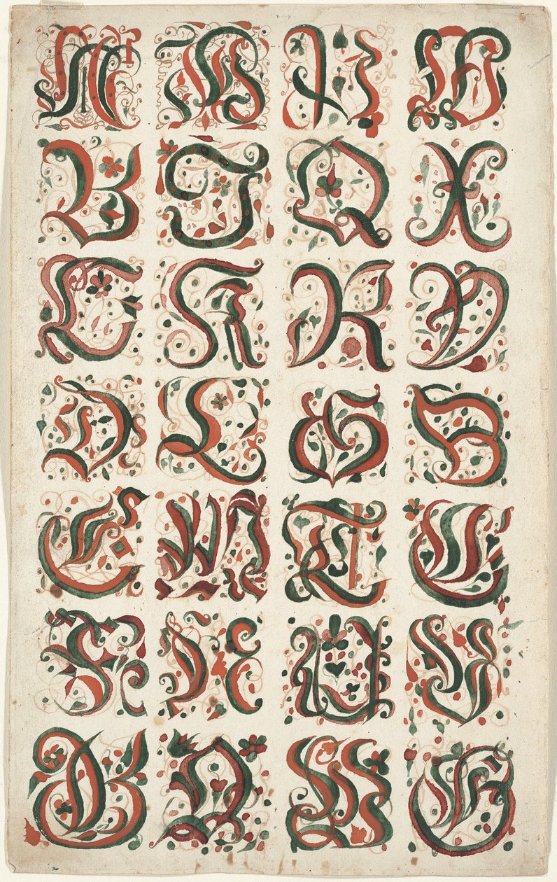 Alphabet, Frakturmalerei, ca. 1825-50 von American School