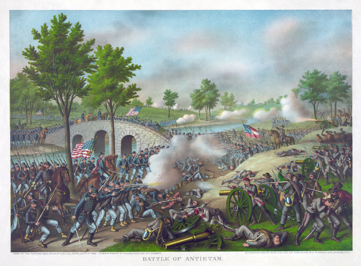 Schlacht von Antietam, veröffentlicht von Kurz & Allison von American School