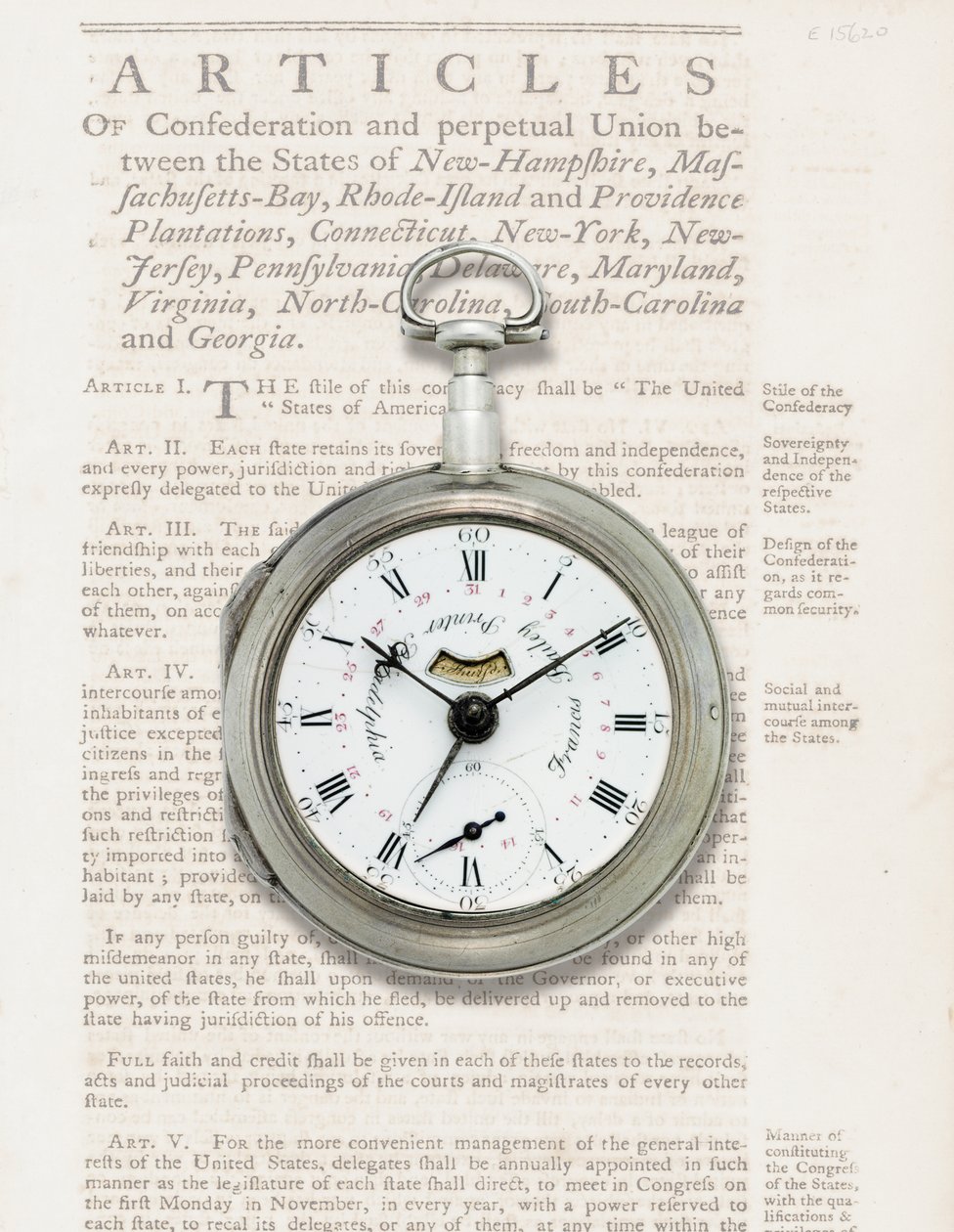 Kalenderuhr, ca. 1780 (Silbergehäuse) von American School