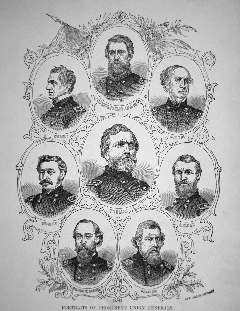Acht prominente Generäle des amerikanischen Bürgerkriegs von American School