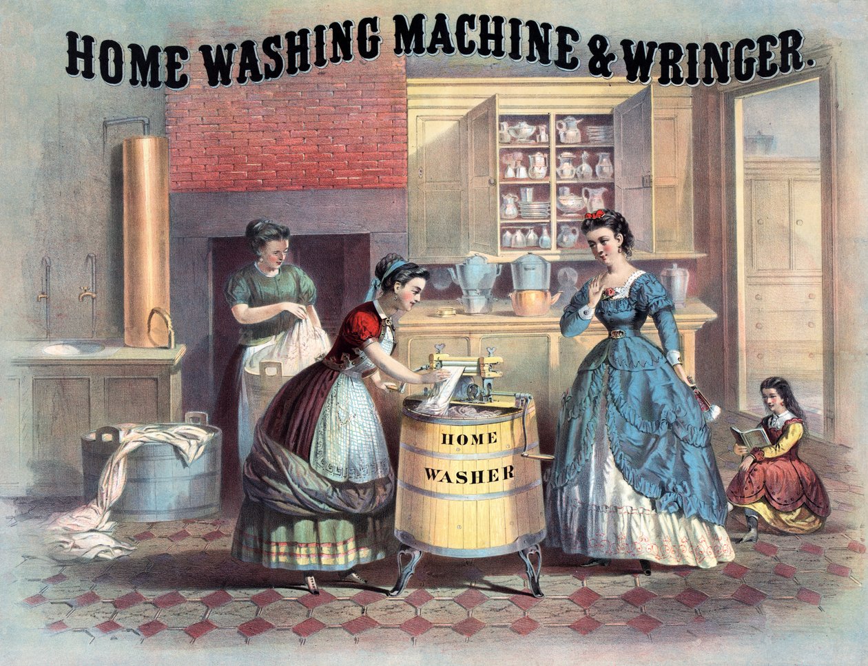 Heimwaschmaschine & Wringer, ca. 1869 von American School