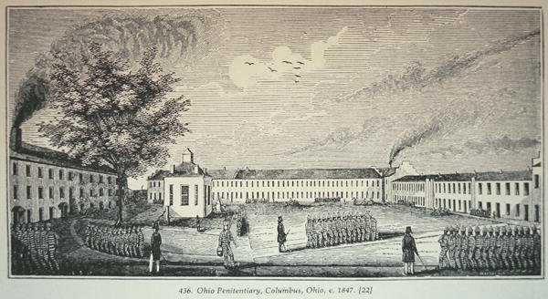 Ohio-Gefängnis, Columbus, Ohio, ca. 1847 (Gravur) von American School