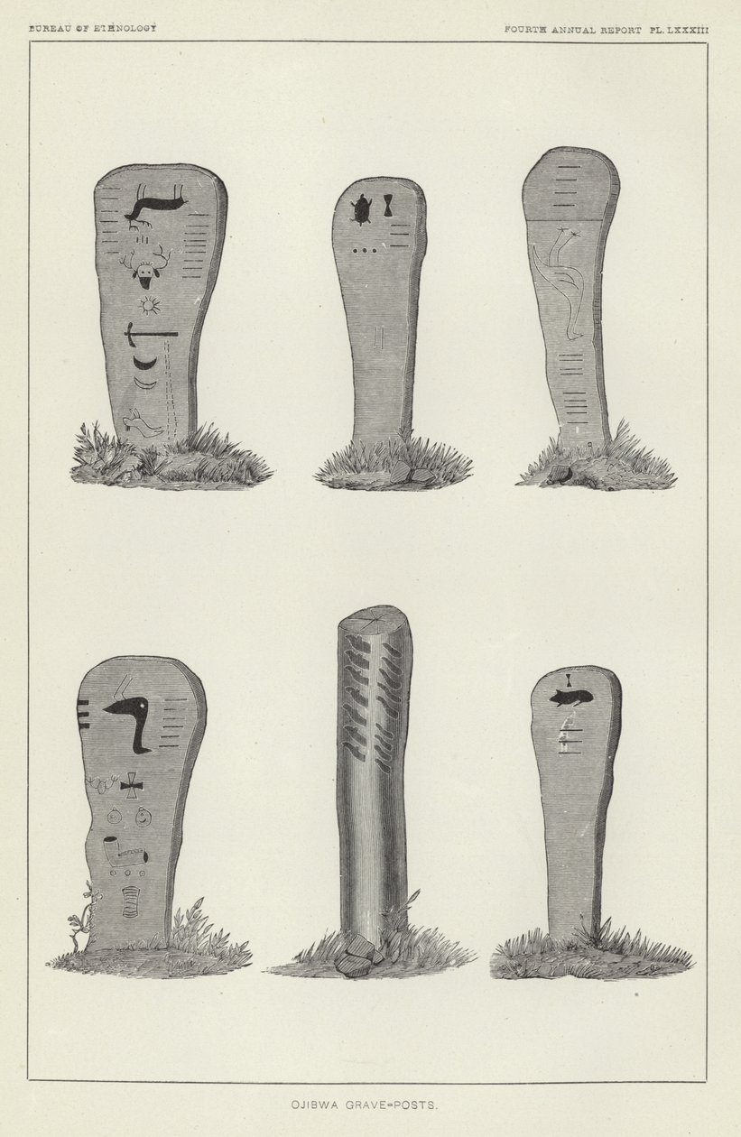 Ojibwa-Grabpfosten von American School