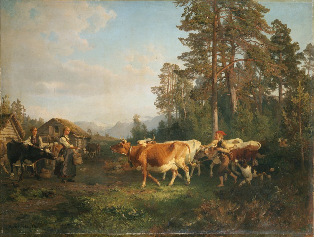 Landschaft mit Kühen von Anders Askevold