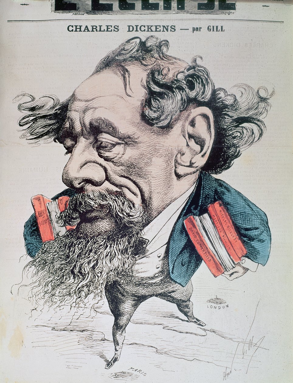 Charles Dickens reitet über den Ärmelkanal, Titelillustration aus 