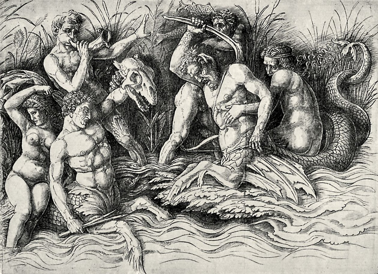 Die Schlacht der Meeresgötter von Andrea Mantegna