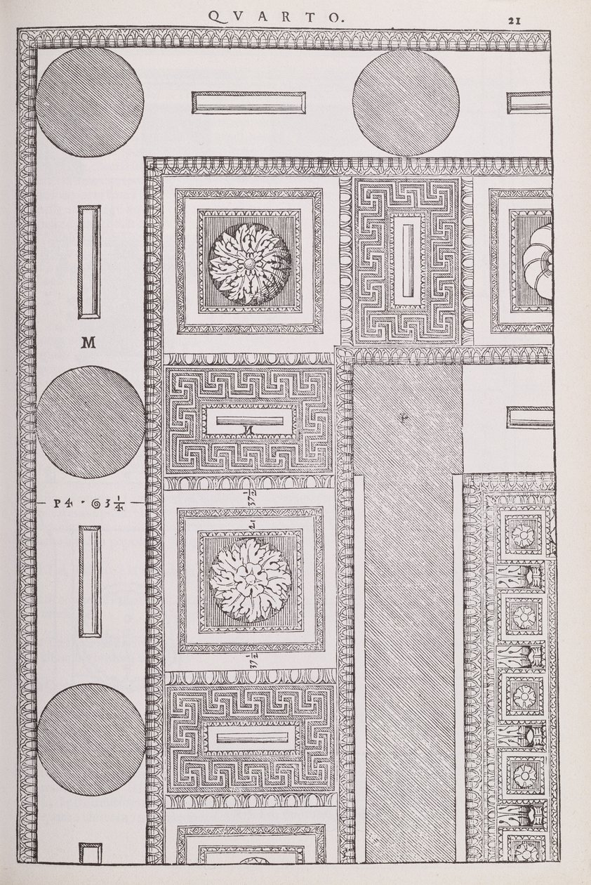 Plan der Decke des Tempio di Marte Vendicatore, Illustration aus einer Faksimileausgabe von 