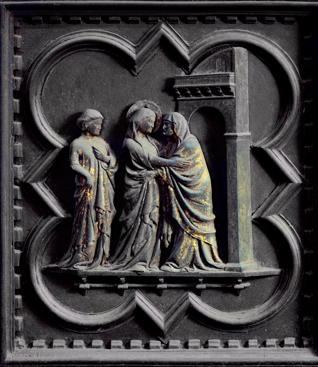 Die Heimsuchung, drittes Panel der Südtüren des Baptisteriums von San Giovanni, 1336 (Bronze) von Andrea Pisano