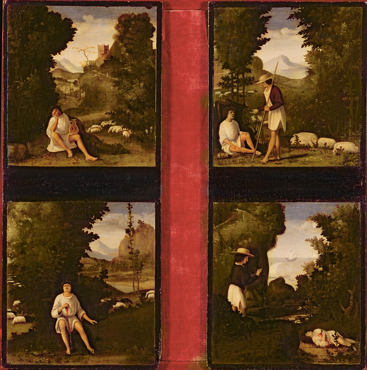 Szenen aus Tebaldeos Eklogen, ca. 1505 von Andrea Previtali