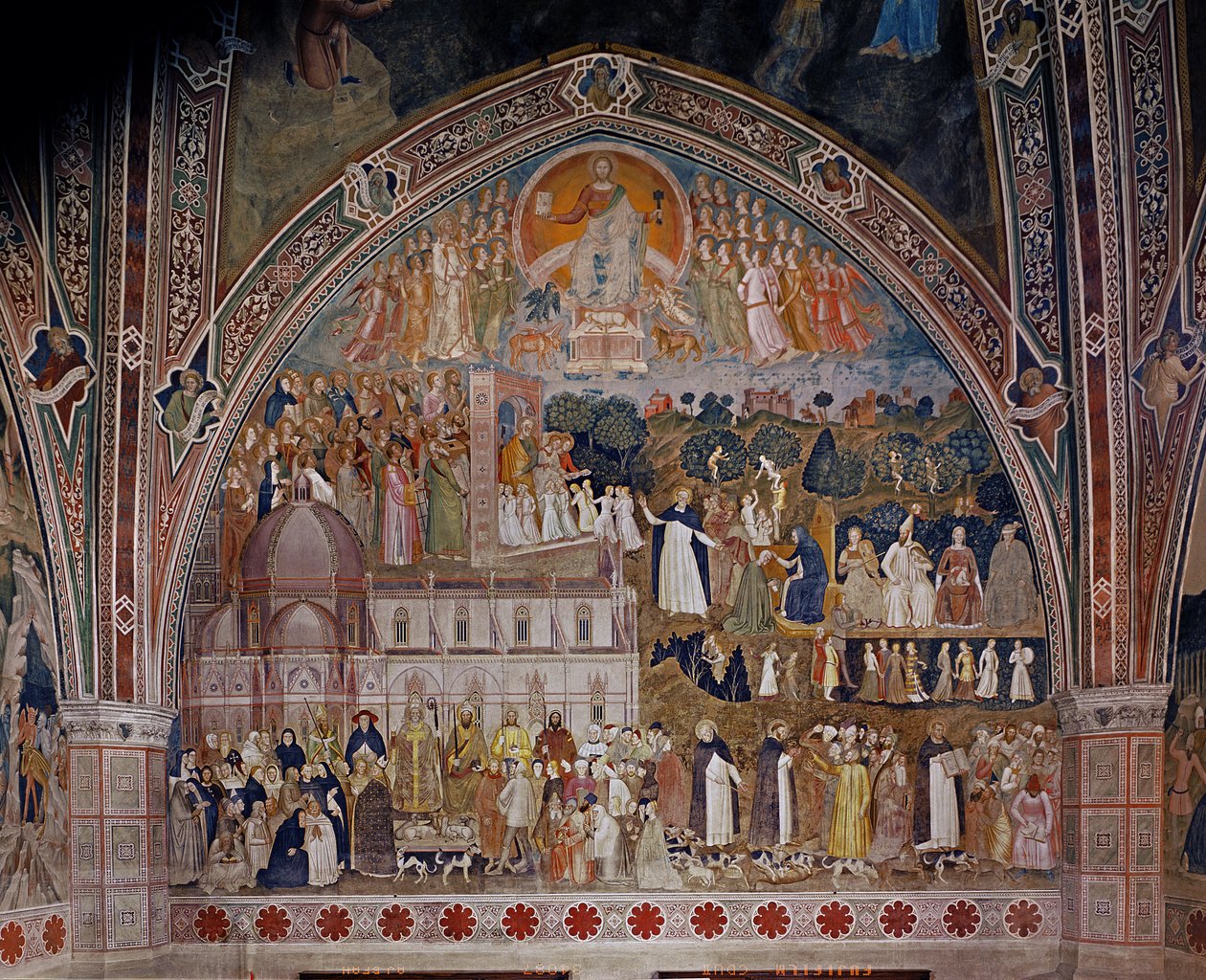 Die kämpfende und triumphierende Kirche, in der Spanischen Kapelle, ca. 1369 von Andrea di Bonaiuto