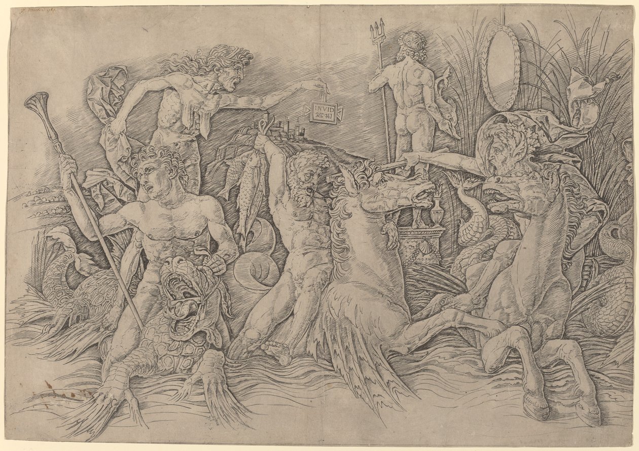 Schlacht der Meeresgötter [linke Hälfte] von Andrea Mantegna
