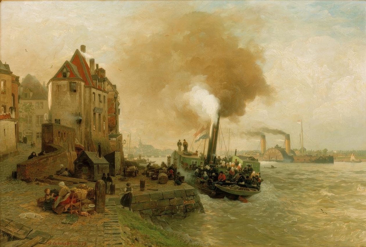 Das Kohlentor am Düsseldorfer Rheinufer von Andreas Achenbach