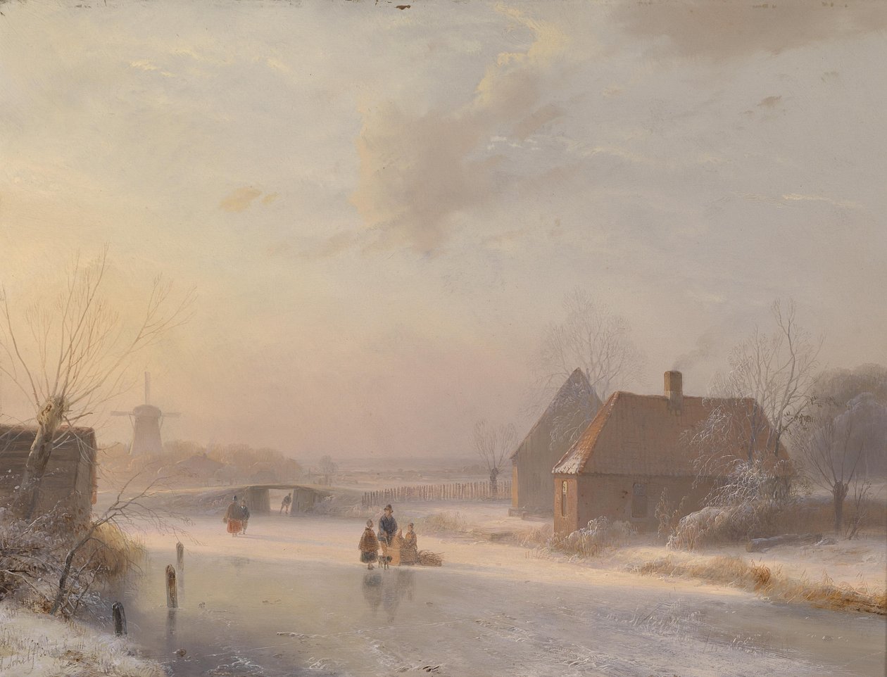 Holländische Winterlandschaft mit Schlittschuhläufern von Andreas Schelfhout