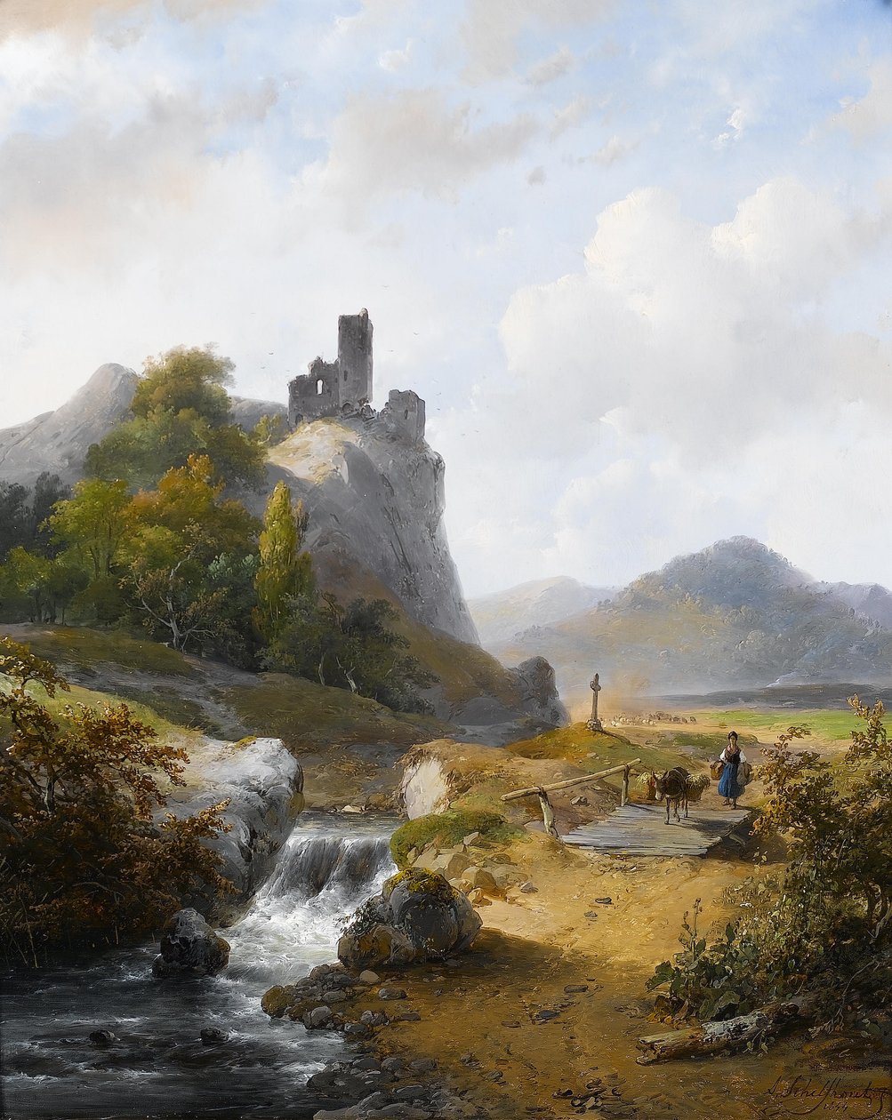 Deutsche Landschaft mit Ruine von Andreas Schelfhout