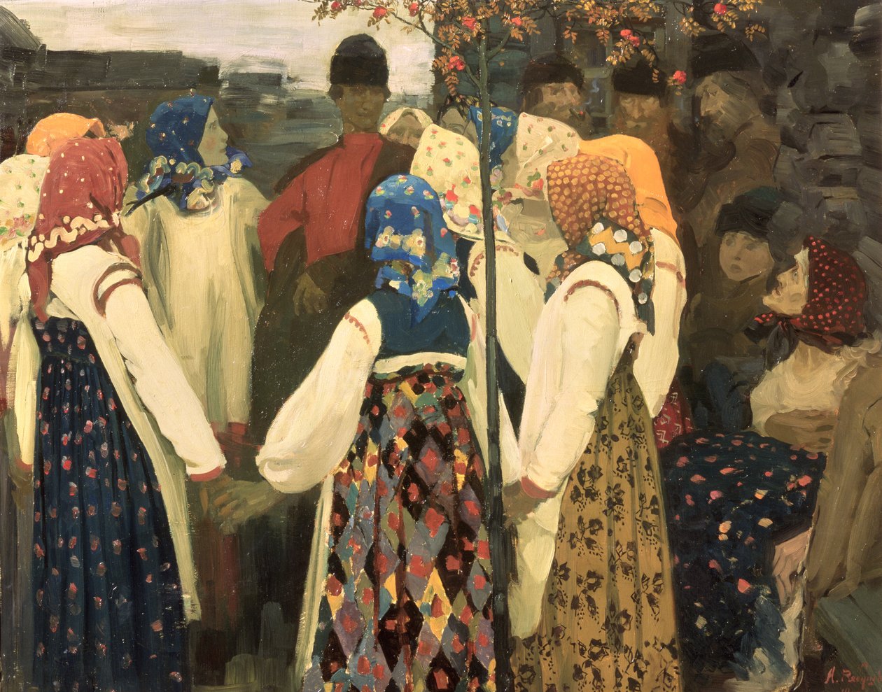 Ein Junge hat sich in den Rundtanz des Mädchens eingeschlichen, 1902 von Andrei Petrovich Ryabushkin