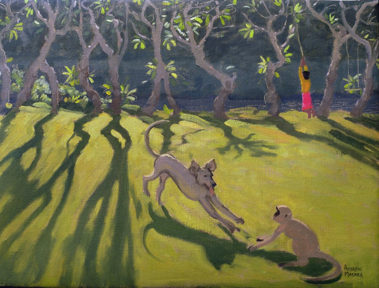 Hund und Affe, Sri Lanka, 1998 von Andrew Macara