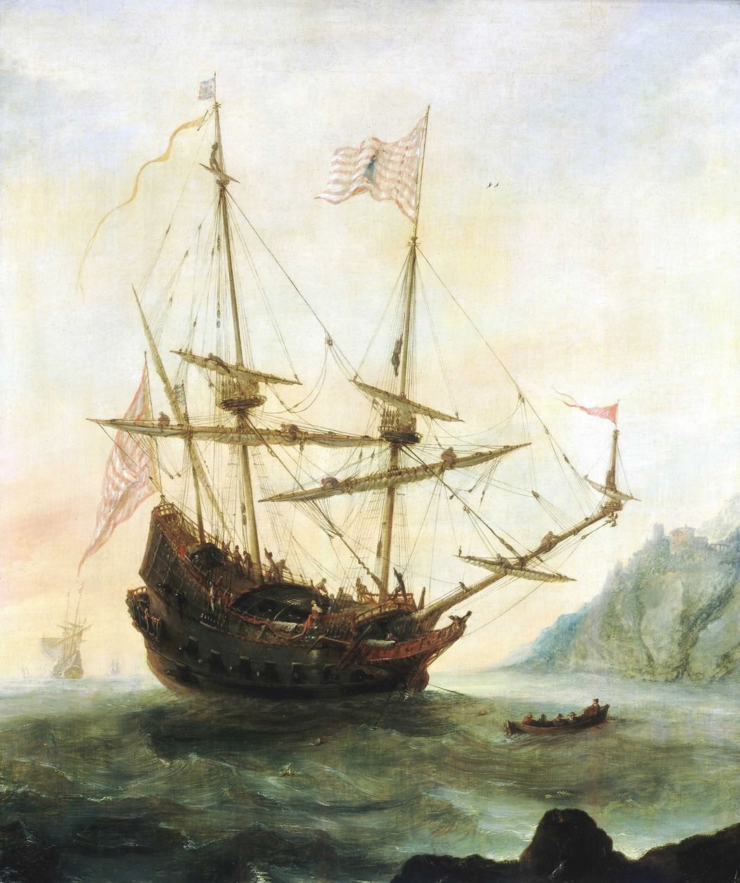 Die Santa Maria vor Anker von Andries van Eertvelt