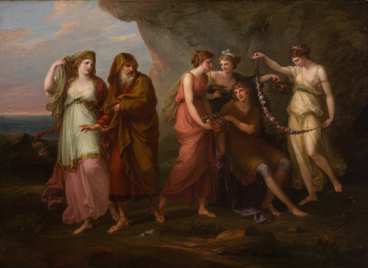 Telemachus und die Nymphen der Kalypso, 1782 von Angelica Kauffmann