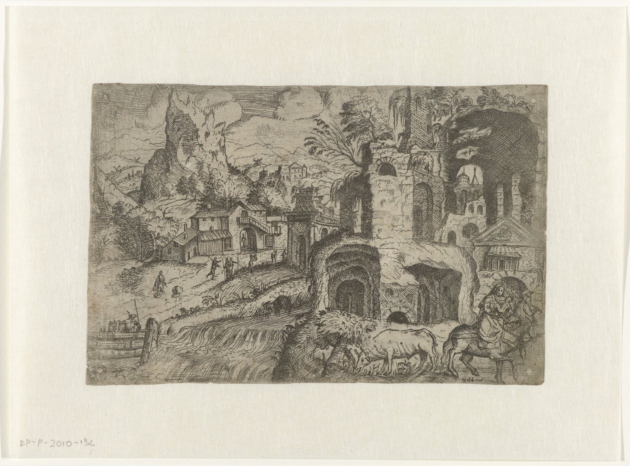 Landschaft mit Flucht nach Ägypten von Angelo Falconetto (attributed to)