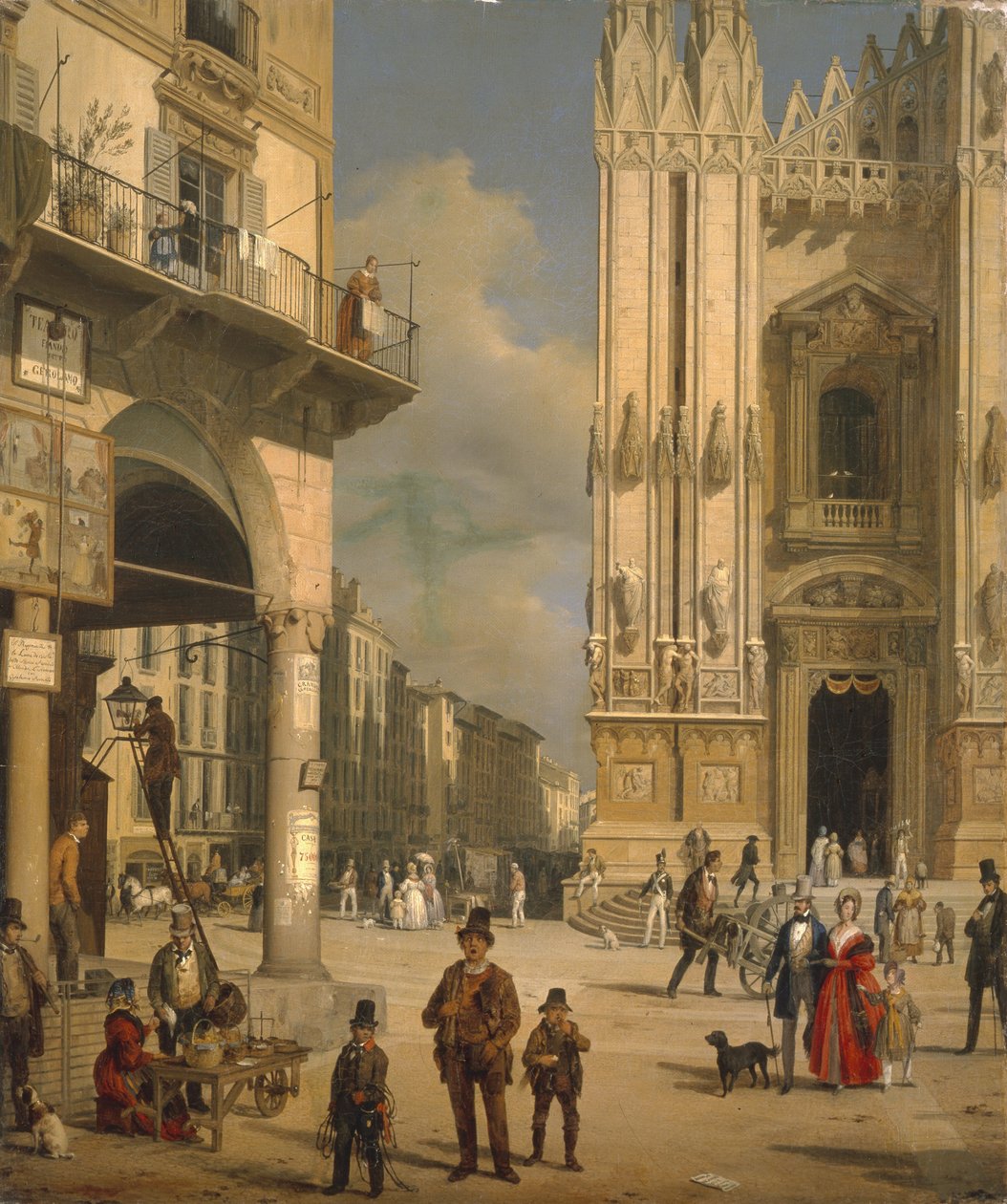 Piazza del Duomo, Mailand, 1840 von Angelo Inganni