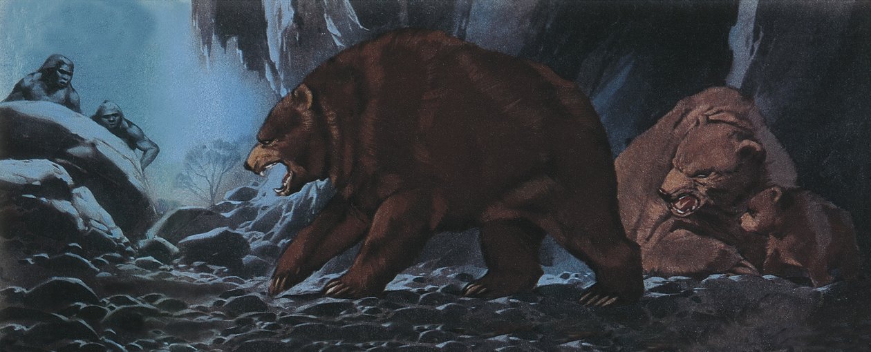 Bären und primitiver Mensch von Angus McBride
