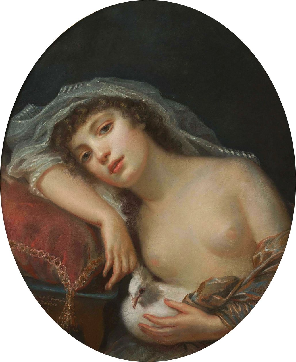 Ein Mädchen mit einer Taube von Anna Rajecka