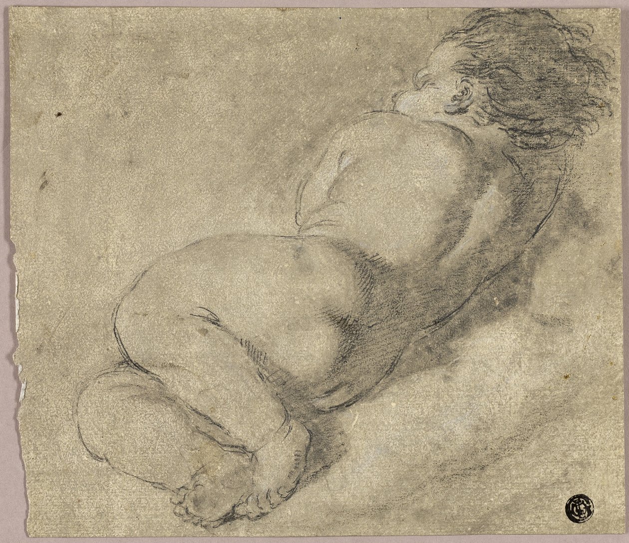 Liegendes Kind von hinten von Annibale Carracci