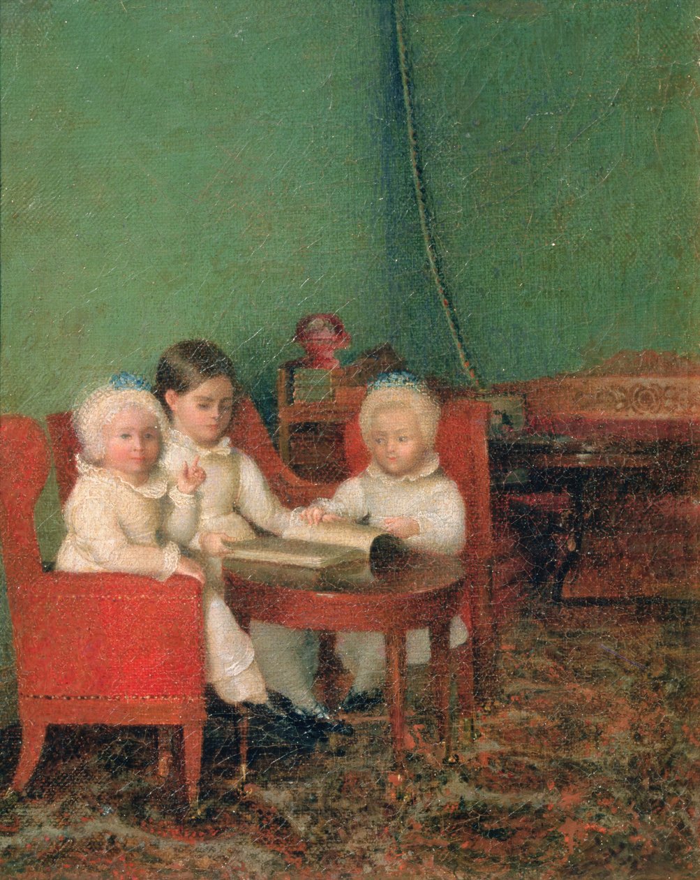 Kinder in einem Innenraum, 1800-10 von Unbekannt Unbekannt