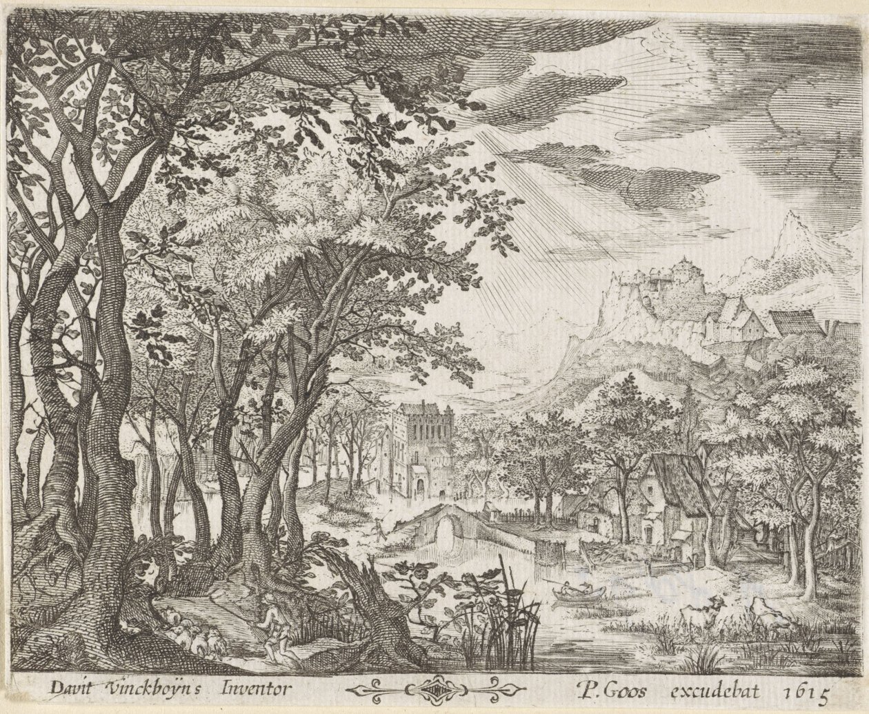 Bergige Flusslandschaft von Anonymous