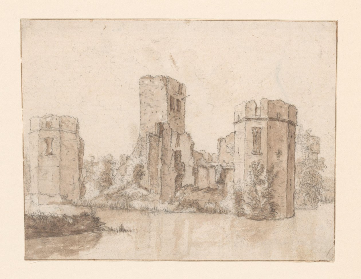 Blick auf die Ruine von Schloss Honingen von Anonymous