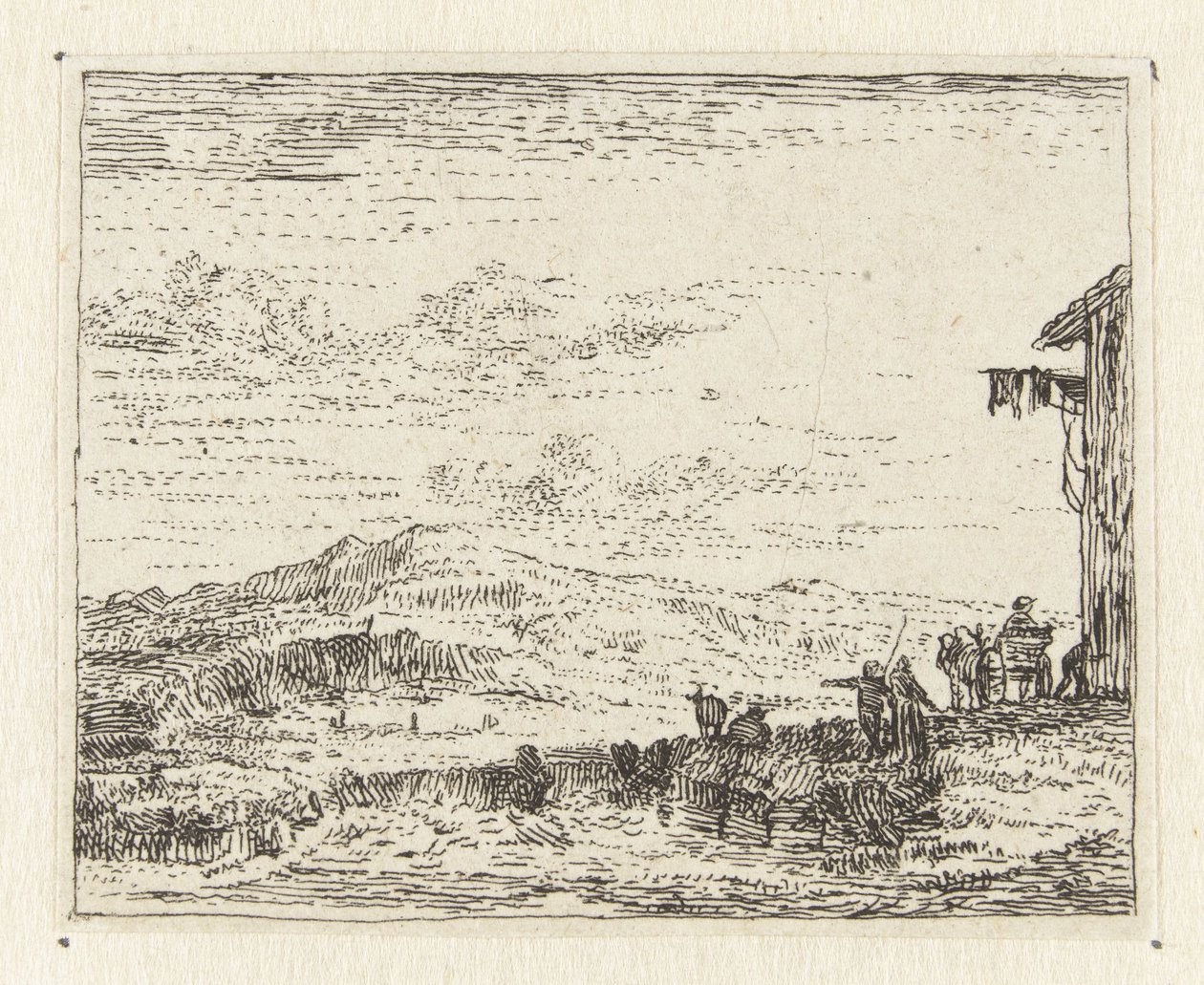 Italianisierende Landschaft mit Wagen bei einer Herberge von Anonymous