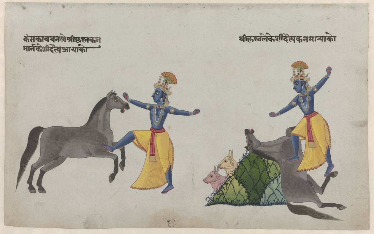 Krishna kämpft mit dem Pferdedämon Keshi von Anonymous