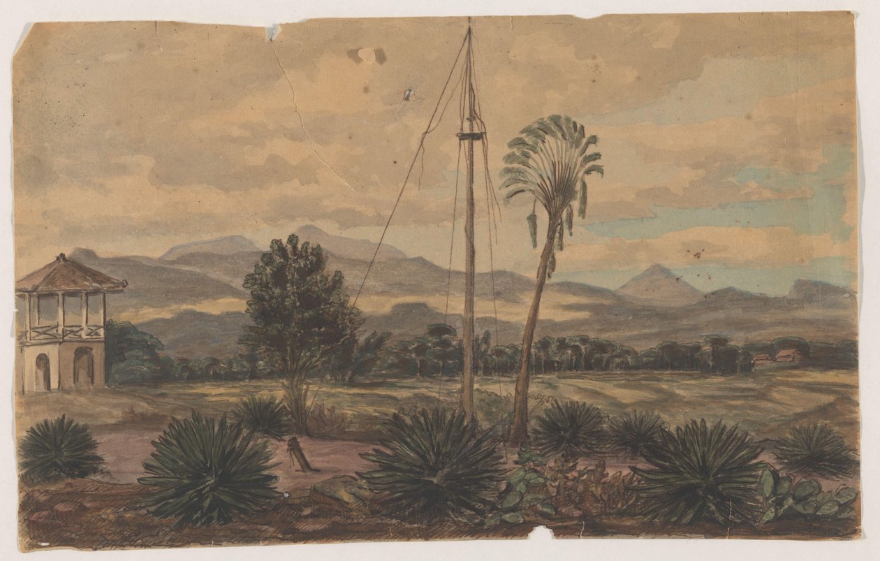 Landschaft mit Fahnenmast von Anonymous